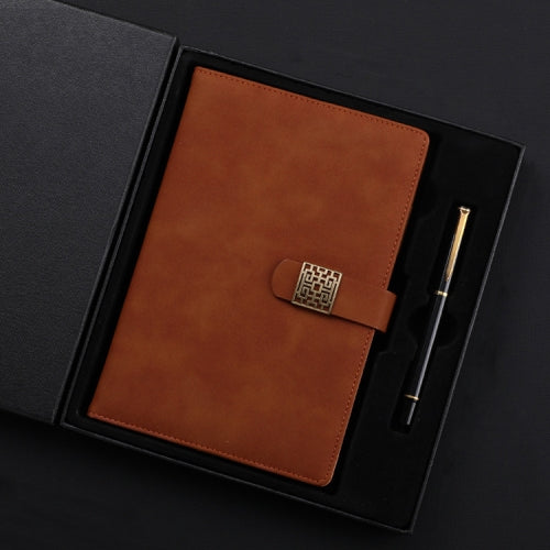Notebook Business Retro Simple Notebook Office Notepad Brown A5 Heaven and Earth Cover Gift Box