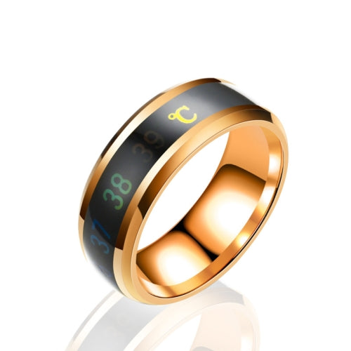 6 PCS Smart Temperature Ring Stainless Steel Personalized Temperature Display Couple Ring, Size: 7(Rose Gold)