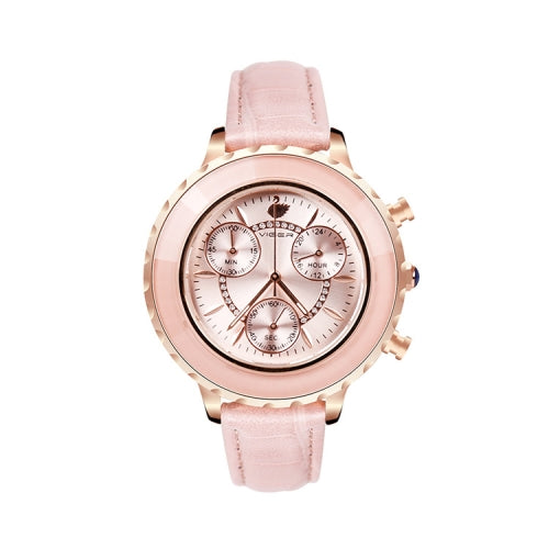 VIGER 1042 Multi-Function Ladies Watch Fashion Leather Waterproof Quartz Watch(Pink)