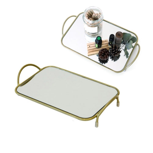 Mirror Tray Storage Console Table Decoration Dinner Plate Props, Colour: Shiny Gold Square