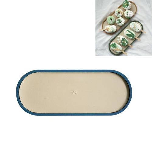 Desktop Shallow Storage Tray Sundries Tray Jewelry Display Tray , Oval (Green Lotus)