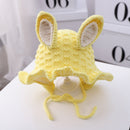 MZ9946 Rabbit Ear Shape Princess Hat Baby Knitted Hat Autumn and Winter Woolen Hat(Yellow)