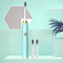 2 PCS Household Couple Smart Sonic Vibration Soft Fur Waterproof Electric Toothbrush, Colour: Morson Blue (3 Brush Heads) Battery