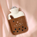 Cartoon Plush Cloth Water Injection Warm Students Hot Water Bottle 500ml, Colour: Milk Tea Dark Coffee