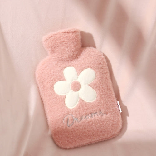 Cartoon Plush Cloth Water Injection Warm Students Hot Water Bottle 500ml, Colour: Daisy Bean Paste