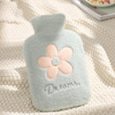 Cartoon Plush Cloth Water Injection Warm Students Hot Water Bottle 500ml, Colour: Daisy Green
