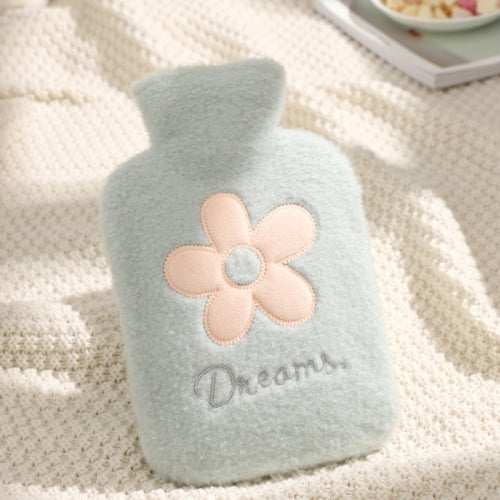 Cartoon Plush Cloth Water Injection Warm Students Hot Water Bottle 500ml, Colour: Daisy Green