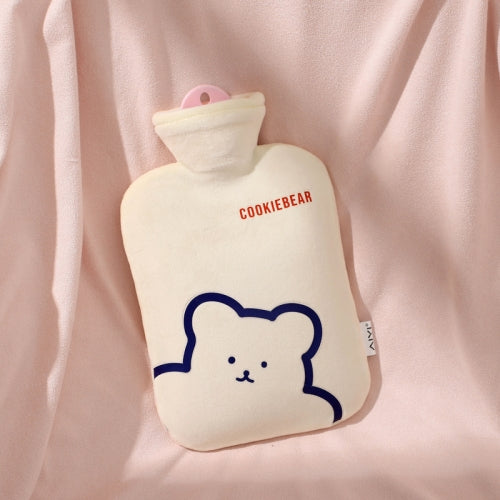 Cartoon Plush Cloth Water Injection Warm Students Hot Water Bottle 500ml, Colour: Bear White
