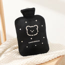 Cartoon Plush Cloth Water Injection Warm Students Hot Water Bottle 500ml, Colour: Bear Black