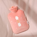Cartoon Plush Cloth Water Injection Warm Students Hot Water Bottle 500ml, Colour: Bear Pink