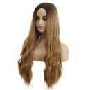 Ladies Wavy Curly Hair Wig Gradient Long Curly Hair Wig(WIG-345C (Golden Yellow))