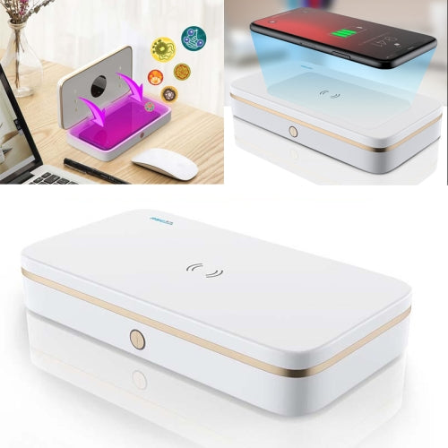 10W Wireless Fast Charging UV Disinfection Box Multi-Function Sterilization Disinfection Box(White)