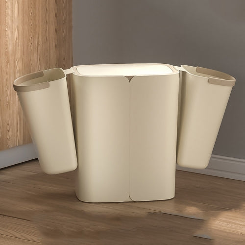 ELLJT0 Household Kitchen Garbage Trash Can With Lid, Colour: Light Coffee, Size: 32x27x18.5cm