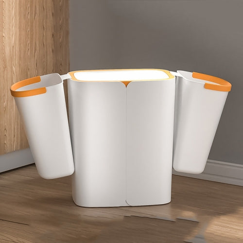 ELLJT0 Household Kitchen Garbage Trash Can With Lid, Colour: Beige, Size: 32x27x18.5cm