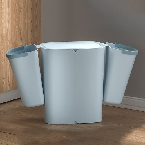 ELLJT0 Household Kitchen Garbage Trash Can With Lid, Colour: Mist Blue, Size: 32x27x18.5cm