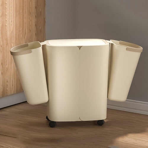 ELLJT0 Household Kitchen Garbage Trash Can With Lid, Colour: Light Coffee Light Coffee, Size: 32x27x18.5cm