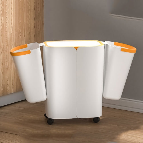 ELLJT0 Household Kitchen Garbage Trash Can With Lid, Colour: Beige Light Coffee, Size: 32x27x18.5cm