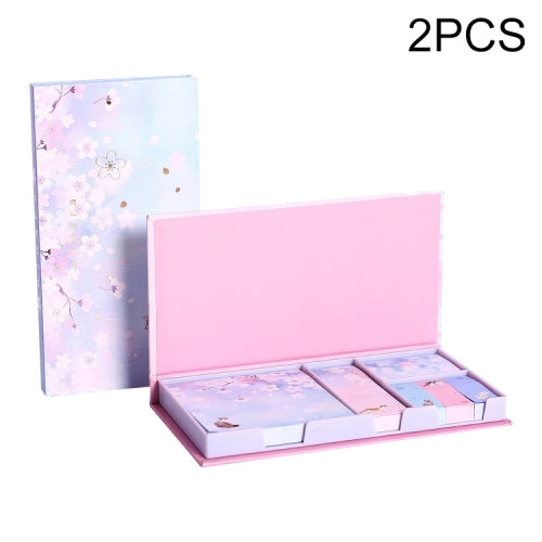 2 PCS Boxed Sticky Notes Tear-Off Account Mark Indication Sticker Set(Sakura Cat Series-Purple/480 Sheets)