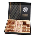 24 in 1 Stainless Steel Tableware Western Steak Cutlery Gift Set, Color: Rose Gold