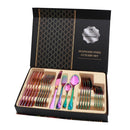 24 in 1 Stainless Steel Tableware Western Steak Cutlery Gift Set, Color: Rainbow Color