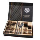 24 in 1 Stainless Steel Tableware Western Steak Cutlery Gift Set, Color: Black