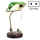 Green Lampshade Bedroom Reading Eye Protection Retro Bedside Table Lamp without Light Source, Size: EU Plug