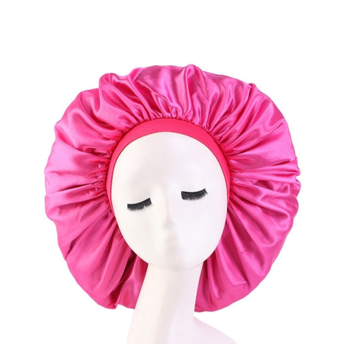 3 PCS TJM-405A Large Satin Round Hat Stretch Wide Brim Night Hat Chemotherapy Hat, Size: One Size(Rose Red)