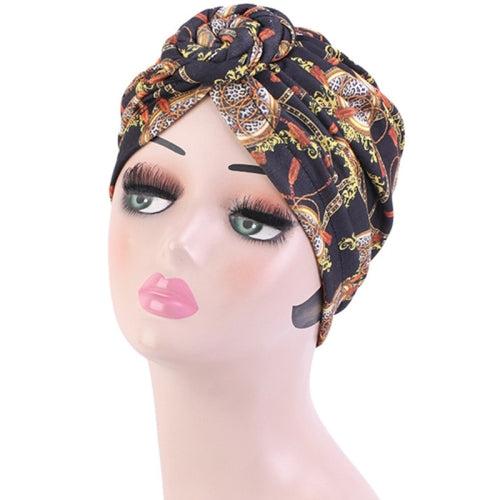 3 PCS TJM-342 Cotton Whirlpool Flower Shape Turban Hat(Circle Black Yellow Rope)