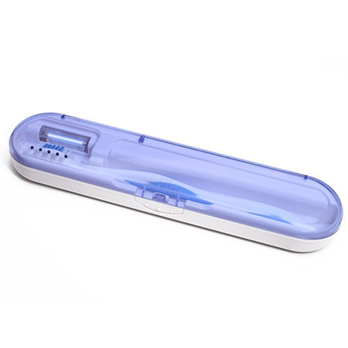 AT-08 Plastic Transparent Battery Toothbrush Case UV Disinfection Toothbrush Case(Blue Purple)