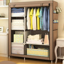 Simple Modern Wardrobe Fabric Special Cloth Closet Assembly Steel Tube Reinforced Steel Frame Storage Cabinet(Coffee)