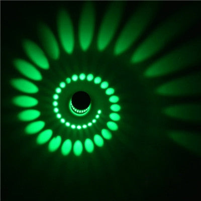 3W Modern Interior Creative Spiral Round Wall Lamp for Club, KTV, Corridor, Aisle, Background Wall Decoration Lamp Recessed In(Green Light)