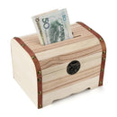 Multi Function Treasure Chest Wooden Safe Piggy Bank