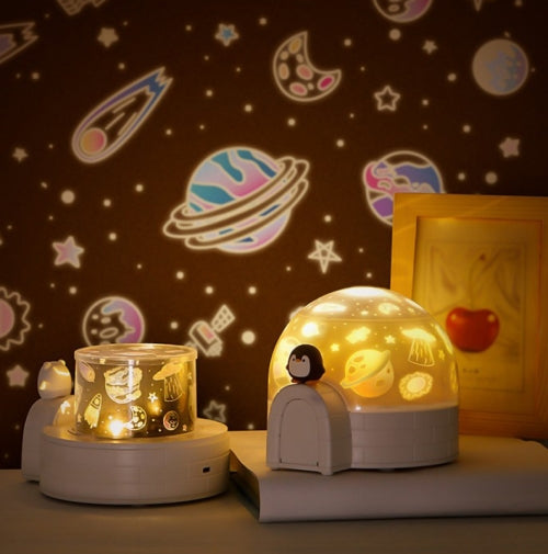 Aurora Igloo Star Projector Lamp 3D Starry Sky LED Night Light Music Box Version (Penguin)