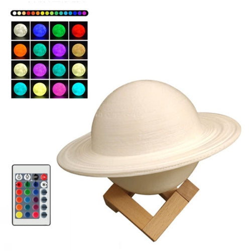 3D Printing LED Saturn Night Light USB Planet Lamp, Size:22cm, Style:Remote Control 16-Colors