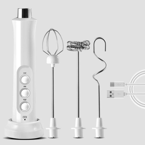 Whisk Household Electric Baking Mini Wireless Hand-Held Charging Stirrer Milk Frother(White)