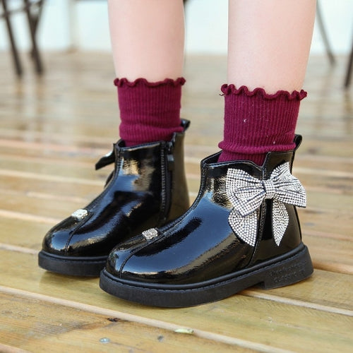 Winter Plus Cashmere Boots Warm Leather Boots For Girls, Size: 31 Yards 19.30cm(Thin Cotton Black)