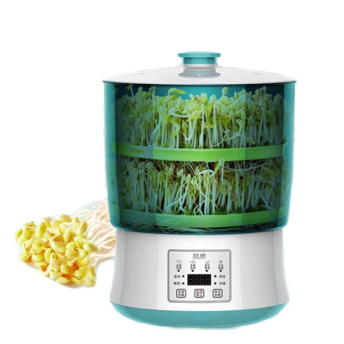 RONGWEI Bean Sprouts Machine Household Automatic Large-Capacity Bean Sprouts Barrel, CN Plug, Style:Double Layer+Plate+ 3m Cable