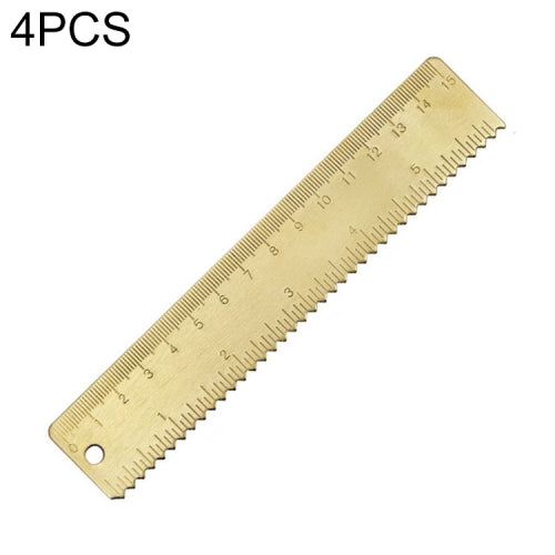 4 PCS Brass Retro Drawing Ruler Measuring Tools, Model: 0-15cm Wave Ruler