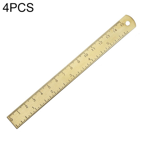4 PCS Brass Retro Drawing Ruler Measuring Tools, Model: 0-15cm Ruler