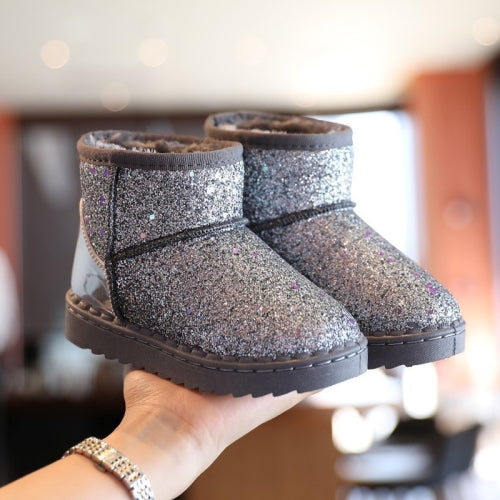 Winter Sequins Padded Warm Snow Boots For Children, Size: 26 Yards 15.8cm(Silver)