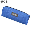 6 PCS Oxford Cloth Pencil Case Student Portable Horizontal Pattern Pencil Bag(Blue)