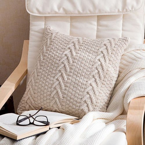 Home Wool Knitted Pillowcase, Colour: Beige, Size: 45 x 45 cm