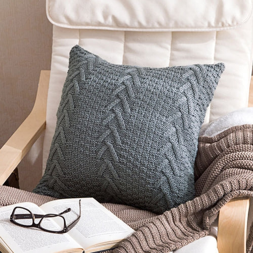Home Wool Knitted Pillowcase, Colour: Gray, Size: 45 x 45 cm