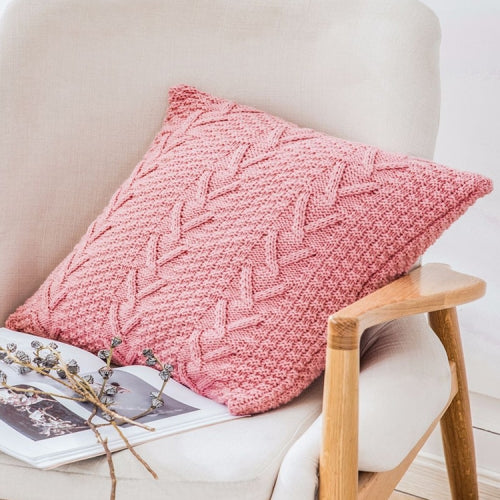 Home Wool Knitted Pillowcase, Colour: Skin Powder, Size: 45 x 45 cm