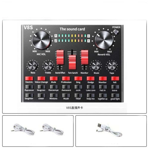 V8S Sound Card Mobile Phone Computer Anchor Live K Song Recording Microphone, Specification: English Version