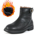 Black Shorthair Autumn And Winter Plus Cashmere Leather Boots Martin Boots For Girls, Size: 34 Yards 20.8cm