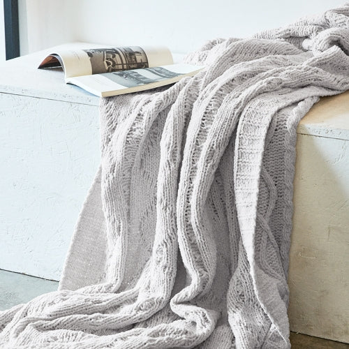 Home Soft Decoration Chenille Knitted Leisure Blanket Sofa Air Conditioning Blanket Car Blanket, Dimensions: 130x180cm(Grey Apricot)