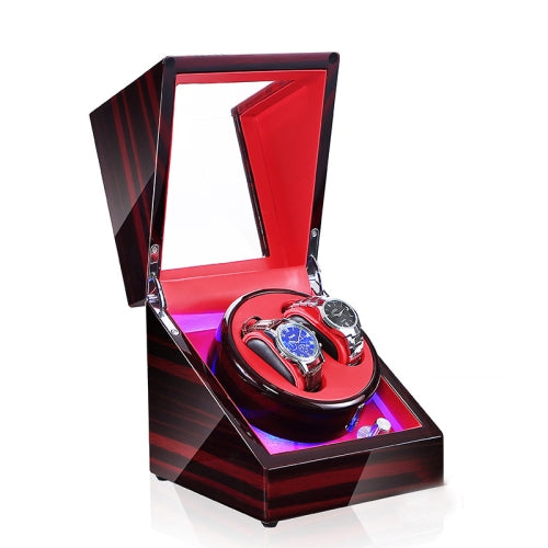 Watch Shaker Automatic Mechanical Watch Rotating Motor Winding Box, US / EU / UK Plug(Ebony Red )