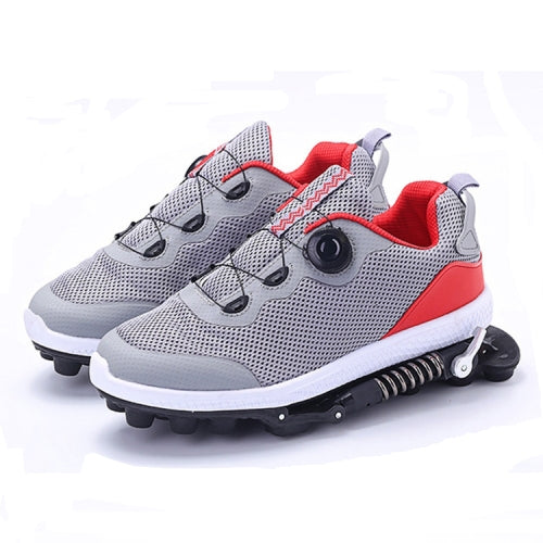 Mechanical Run-up Spring Shoes Outdoor Sports Shock Absorption Anti-Slip Running Shoes, Size: 43(Gray Red)