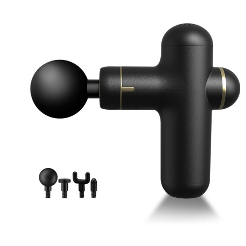 Mini Sports Fitness Portable Fascia Gun Muscle Relaxation Massager 4 Gears 4 Heads 7.4V (Black)